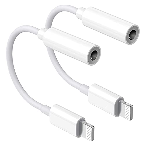 iPhone Headphone Jack Adapter, 2 Pack Lightning to 3.5 mm Earbuds Converter Aux Earphones Cable Audio Connector Cord Compatible with iPhone 12/SE/11/XR/Xs/X/8/iPad/iPod