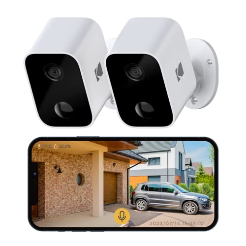 Kodak Infinio F882 Long Range Smart Security Cameras, Dual Pack (2) Battery HD Outdoor Security Cameras, Wire-Free, up to 90 Days Battery Life, Weather-proof, iOS and Android App. No Subscription Fee.