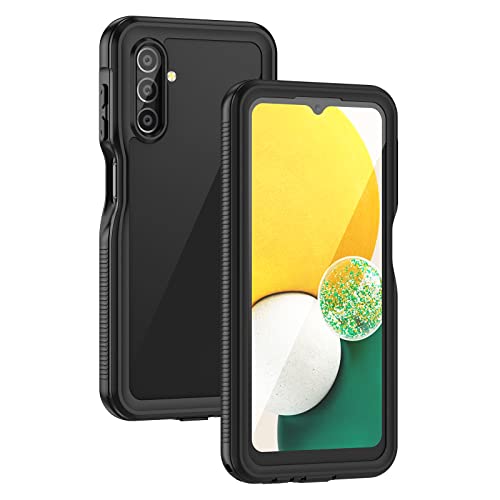 Lanhiem Samsung Galaxy A13 5G Case, IP68 Waterproof Dustproof Case with Built-in Screen Protector, Rugged Full Body Heavy Duty Shockproof Protective Cover for Galaxy A13 5G (Black/Clear)