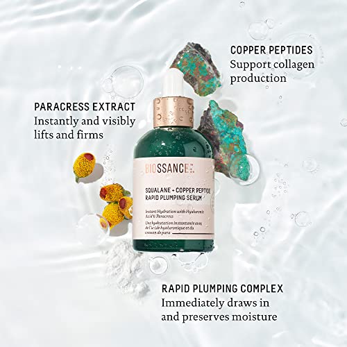Biossance Squalane + Copper Peptide Rapid Plumping Serum. Powerfully Hydrating Face Serum that Instantly Plumps and Firms with Collagen Boosting Copper Peptides (1.69 fl oz) | The Storepaperoomates Retail Market - Fast Affordable Shopping