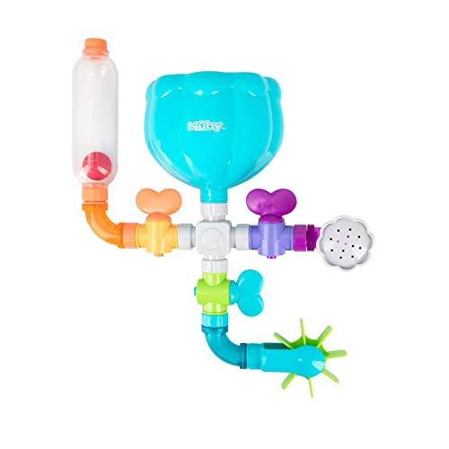 Nuby Wacky Waterworks Pipes Bath Toy with Interactive Features for Cognitive Development (Colors May Vary)