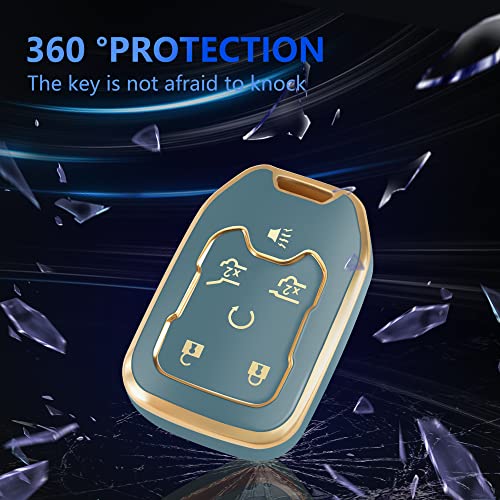 for GMC Key Fob Cover Premium Car Key Case Shell with Fashion Keychain fit Acadia Terrain Yukon for Chevrolet Suburban Tahoe Blue | The Storepaperoomates Retail Market - Fast Affordable Shopping