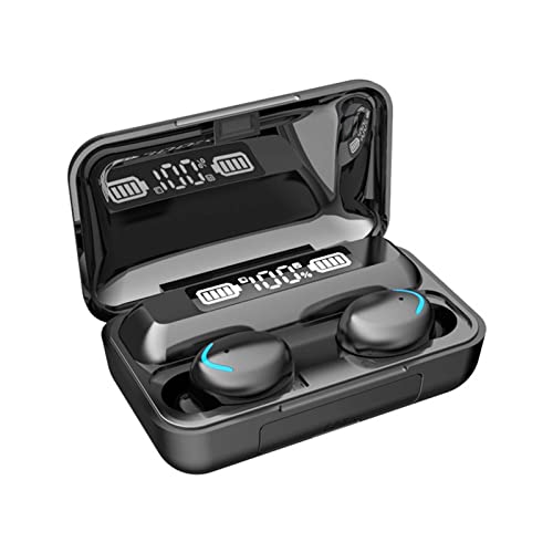 Kuhxz True Wireless Touch Control Bluetooth 5.0 Headphones, 3D Stereo Deep Bass in-Ear Headset w/Mic, IPX6 Waterproof Earphones for Sports, 180H Playtime w/Digital Display Charging Case