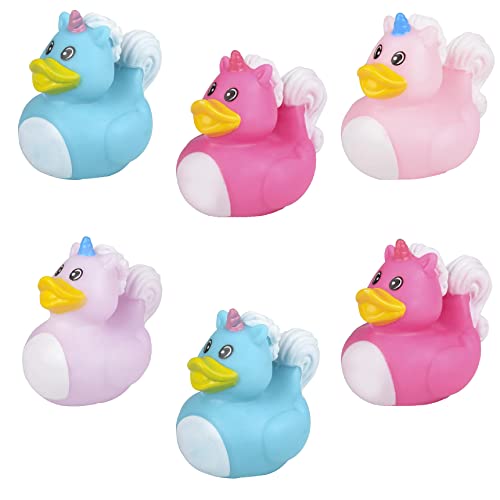 The Dreidel Company Unicorn Rubber Duck Toy Duckies for Kids, Bath Birthday Baby Showers Summer Beach and Pool Activity, 2″ (6-Pack)