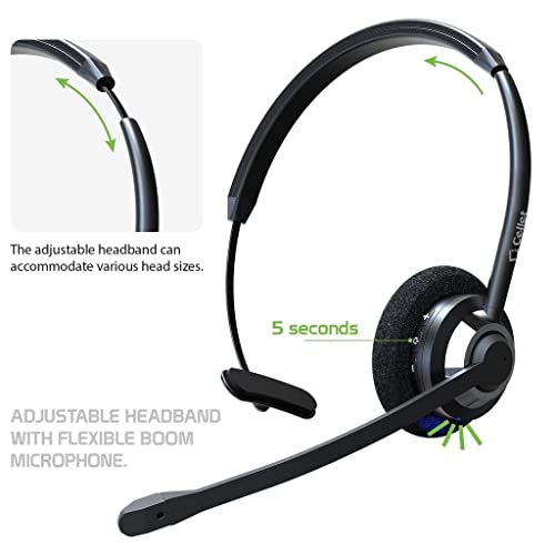 Works by Cellet Pro Hands-Free Headset Compatible with Xiaomi Redmi Note 9 Pro with Adjustable Boom V5.0 Bluetooth Single Noise Reduction & Cancelling Features Portable Slim (Black) | The Storepaperoomates Retail Market - Fast Affordable Shopping