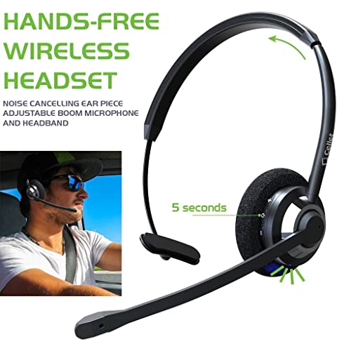 Works by Cellet Pro Hands-Free Headset Compatible with Xiaomi Redmi Note 9 Pro with Adjustable Boom V5.0 Bluetooth Single Noise Reduction & Cancelling Features Portable Slim (Black) | The Storepaperoomates Retail Market - Fast Affordable Shopping