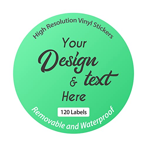 120 Labels Personalized and Custom Design Vinyl Stickers Removable Waterproof UV Resistant Any Shape and Size with Your Logo Text Image