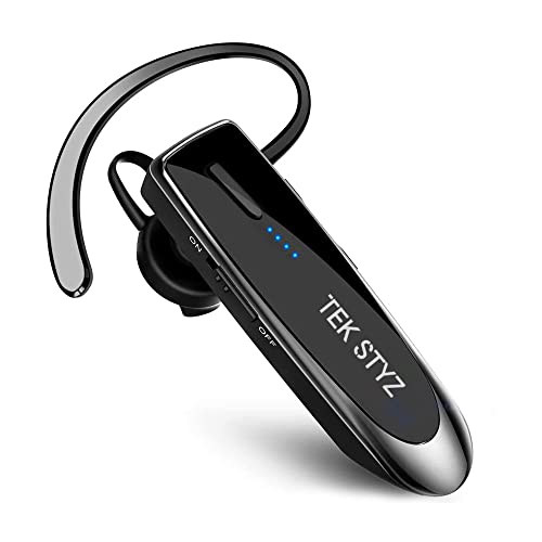 TEK STYZ Headset Compatible with Nokia G50 in Ear Bluetooth 5.0 Wireless Earpiece, IPX3 Waterproof, Dual Microphones, Noise Reduction (Black/Silver)