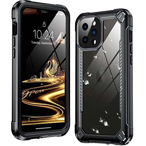PAKUYA for iPhone 12 Pro Max Case Waterproof Shockproof,Clear Sound Quality Built in Screen Protector Dustproof Shockproof Full Body Heavy Duty Case for iPhone 12 Pro Max 6.7” (Black/Clear)