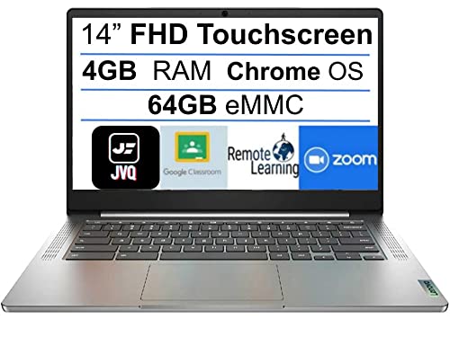 Lenovo 2022 Newest Chromebook 3 14″ FHD IPS Touchscreen Anti-Glare Laptop Computer, MediaTek MT8183 8-Core CPU(Up to 2.0GHz), 4GB RAM, 64GB eMMC, Webcam, WiFi, Bluetooth, USB Type-C, Chrome OS+JVQ MP