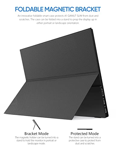Arzopa 14“ Portable Monitor, Ultra Slim Portable Laptop Monitor FHD 1080P External Display with Dual Speakers Second Screen for Laptop PC Phone Xbox PS4/5 Switch, Smart Cover Included | The Storepaperoomates Retail Market - Fast Affordable Shopping