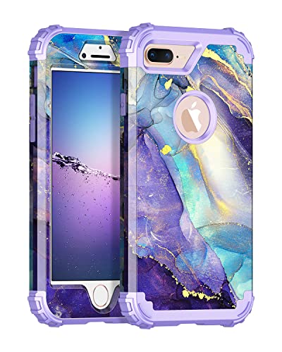 Rancase for iPhone 8 Plus Case,iPhone 7 Plus Case,Three Layer Heavy Duty Shockproof Protection Hard Plastic Bumper +Soft Silicone Rubber Protective Case for Apple iPhone 8 Plus/7 Plus,Purple
