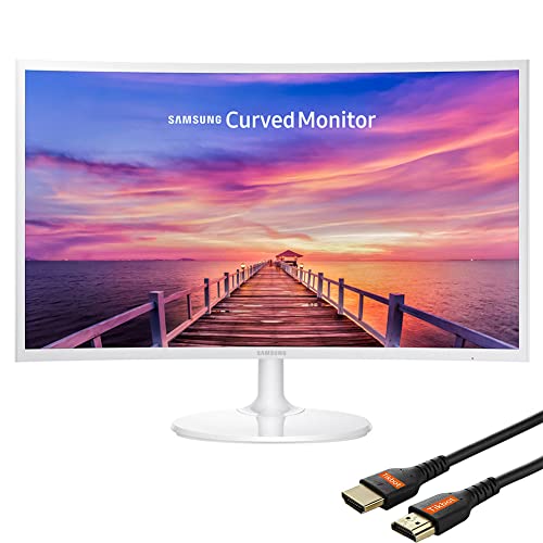 Samsung Monitor for Business Gaming, 27″ FHD Curved Widescreen LED Slim Bezel Anti-Glare, AMD FreeSync, 4ms Response Time, 60Hz Refresh Rate, Ultra-Slim, HDMI, DisplayPort, HDMI Cable