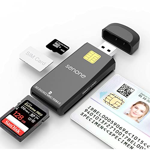 USB Smart Card Reader, CAC/DOD Military Multi Memory Card Reader Supports SD/Micro SD/SDHC/SDXC/MMC and SIM ,Compatible with Windows, Linux/Unix, MacOS X