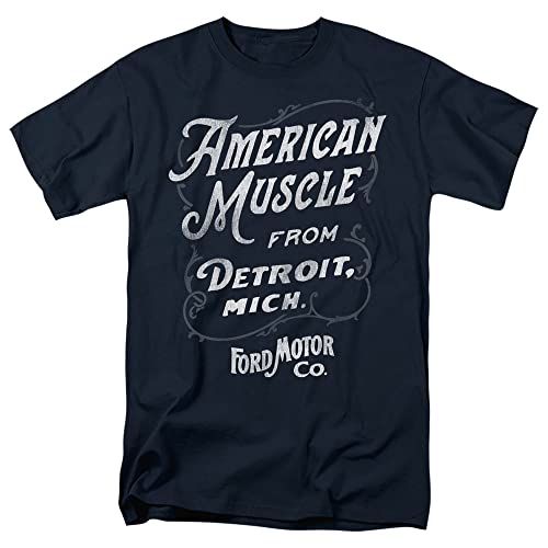 Ford American Muscle Classic Script Unisex Adult T Shirt,Navy, 2X-Large