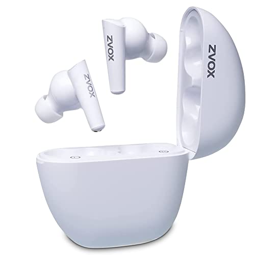 ZVOX True Wireless Earbuds with AccuVoice Technology – Voice-Clarifying, Noise-Canceling Bluetooth Wireless Headphones, AV30 Connect to Multiple Devices, Earbuds Wireless Bluetooth – White