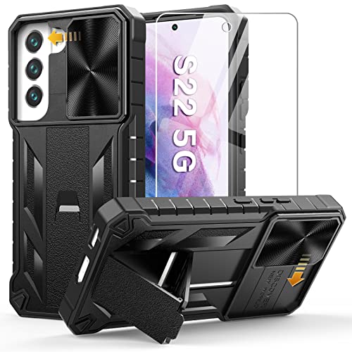WTYOO for Samsung Galaxy S22 Protective Case: Military Grade Drop Proof Protection Mobile Cover with Kickstand | Rugged Shockproof TPU Matte Textured | Sturdy Cell Phone Bumper