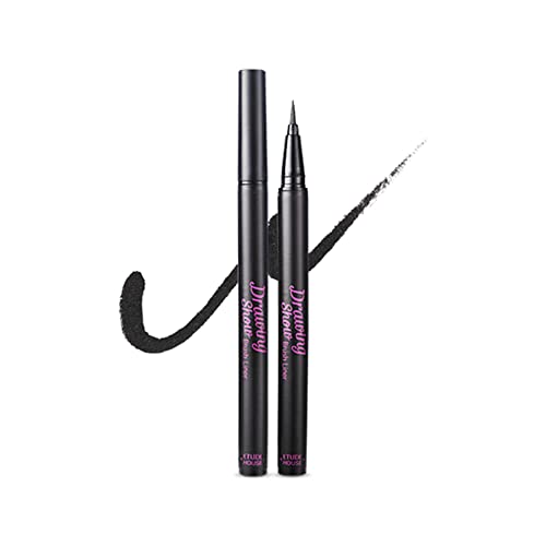 ETUDE Drawing Show Brush Eyeliner #BK801 Black (21AD) | Clear-Cut Soft Brush Eyeliner for a Long-Lasting Eyes Makeup | K-beauty