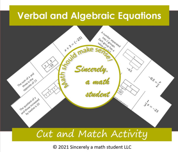 Verbal and Algebraic Equations Sort