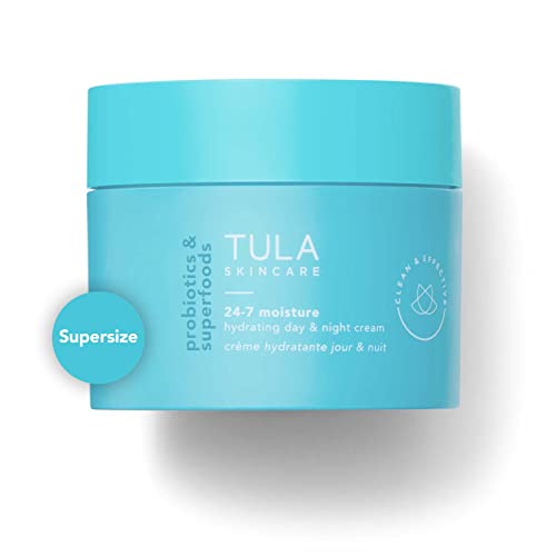 TULA Probiotic Skin Care Supersize 24-7 Moisture Hydrating Day & Night Cream | Moisturizer for Face, Ageless is the New Anti-Aging, Face Cream, Contains Watermelon Fruit and Blueberry Extract | 3.4 oz