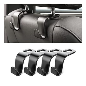 Car Back Seat Headrest Hooks, 4 Pack Black Stylish Back Seat Hanger for Car Handbag Clothes Coats Grocery Bags, Car Interior Accessories (Black2) | The Storepaperoomates Retail Market - Fast Affordable Shopping