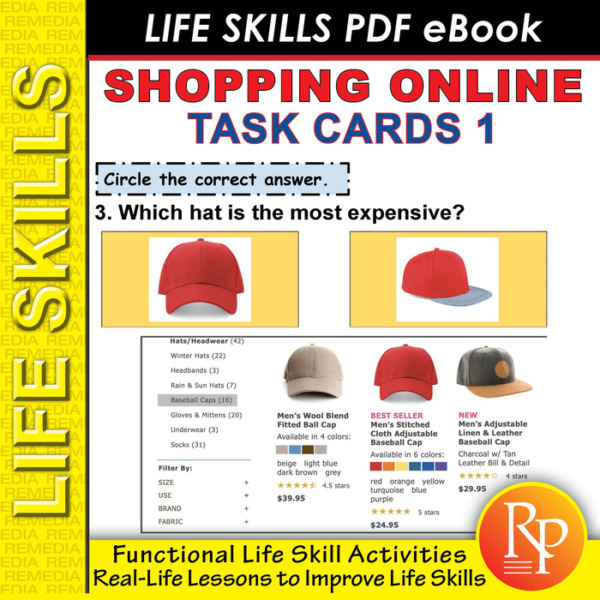 Shopping Online Task Cards 1: Consumer Life Skills | Reading Activities (eBook)