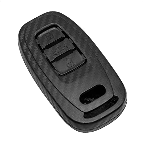 SK CUSTOM Smart Key Fob Case 3D Carbon Fiber Texture Compatible with Audi A4 A5 A6 A7 A8 Q5 Hybrid R8 RS5 RS7 S4 S5 S6 S7 S8 SQ5 3 4 Button Keyless Entry Remote Accessories Protective Cover