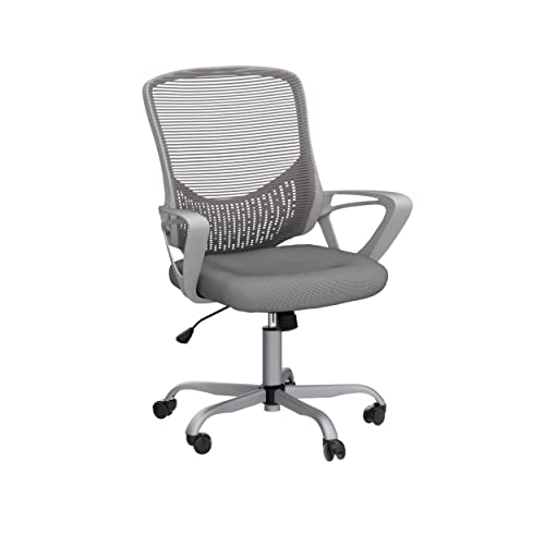 Home Office Chair Ergonomic Computer Desk Chair Mesh Mid-Back Height Adjustable Swivel Chair with Armrest, Grey