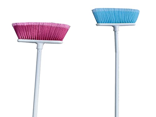 Soft Sweep Broom The Original Soft Sweep Magnetic Action Broom – 2 Pack (1 Pink and 1 Blue), Pink, Blue
