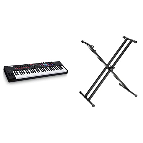 M-Audio Oxygen Pro 61 – 61 Key USB MIDI Keyboard Controller & Faders and Software Suite Included & Yamaha OEM PKBX2 Double-Braced Adjustable X-Style Keyboard Stand