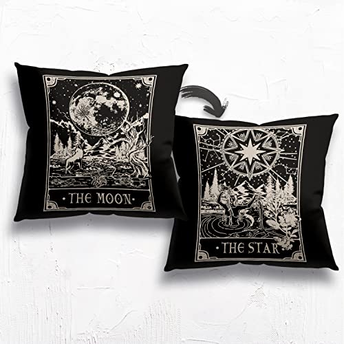 The Sun Moon Star Tarot Card Reversible Throw Pillow 18 x 18 Inch Pillow case Cushion Cover Decor for Daughter Bedroom, Sofa Bed Decor, Gifts for Tarot Astrology Lovers Sister College Dorm Decor