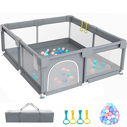 Bebikim Baby Playpen,Ball Pit for Babies and Toddlers,71″×59″ Large Baby Ball Pit Indoor Baby Fence Play Area,Ball Pits with 30 Balls Infants Kids Activity Play Pen Center