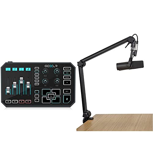 TC-Helicon Vocal Effects Processor (GOXLR) & Gator Frameworks Deluxe Desk-Mounted Broadcast Microphone Boom Stand For Podcasts & Recording; Integrated XLR Cable (GFWBCBM3000)
