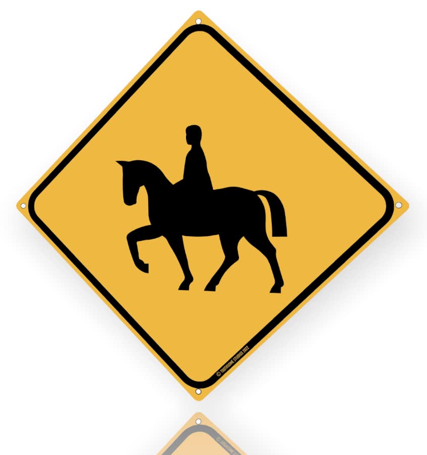Equestrian Horse Rider Crossing 12″ x 12″ Tin Road Sign Stable Barn Animal Lover Cowboy Western Home Decor | The Storepaperoomates Retail Market - Fast Affordable Shopping
