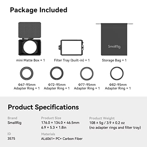 SmallRig Mini Matte Box Lite, DSLR Matte Box with Carbon Fiber Top Flag, for 67mm/72mm/77mm/82mm/95mm Lenses, for 4×5.65 Filter/Circular Filter – 3575 | The Storepaperoomates Retail Market - Fast Affordable Shopping