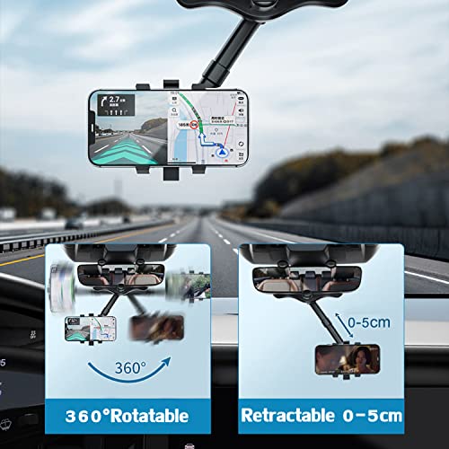 Maikoa 360°Rotatable and Retractable Car Phone Holder,Car Rearview Mirror Bracket,Multifunctional Adjustable Phone Holder,Universal Phone Navigation GPS Holder for All Mobile | The Storepaperoomates Retail Market - Fast Affordable Shopping