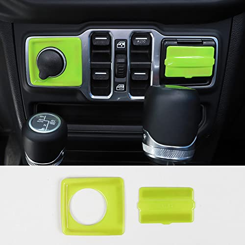 Fit for Jeep Wrangler JL JT 2018-2022 ABS Cigarette Lighter & USB Socket Cover Decorative Trim Interior Car Accessories (Light Green)