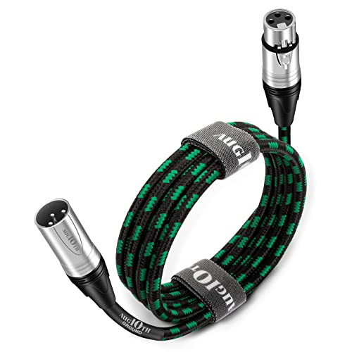 Augioth XLR to XLR Pro Mic Cable Male to Female XLR Cable 3-pin Green Balanced Shielded Microphone Cable for Amplifier Mixer,Speaker Systems,Recording Studio,10Ft