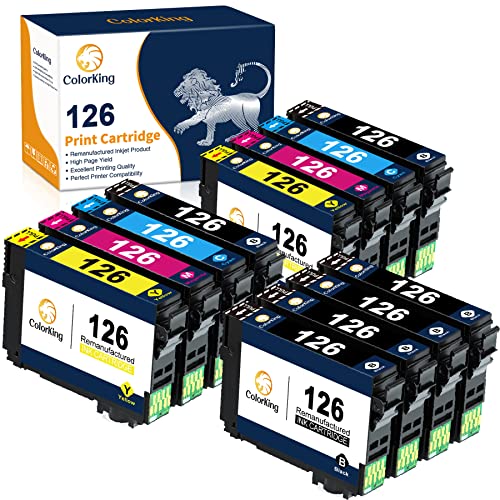 Colorking 126 Ink cartridges for EPSON Printer, High Yield T126 126XL Ink for Stylus NX330 NX430, for Workforce 435 520 545 630 845 WF-3520 WF-3530 WF-3540 WF-7010 WF-7510 WF-7520 Printer (12 Pack)