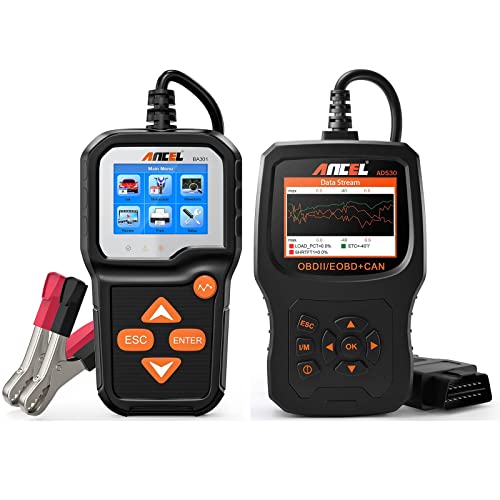 ANCEL AD530 Vehicle OBD2 Scanner Car Code Reader Diagnostic Scan Tool with ANCEL BA301 6V 12V Car Battery Load Tester