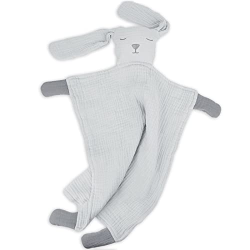Lulu moon Baby Security Blanket for Unisex, Cotton Muslin Baby Lovey, Soft & Breathable Lovie Baby Gifts for Boys and Girls, 15*12 Inch (Gentle Gray)