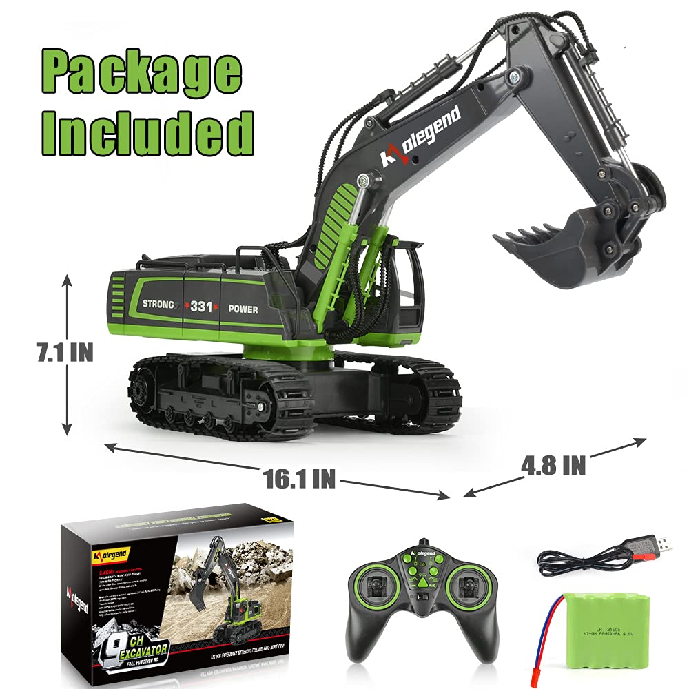 kolegend Remote Control Excavator Toy Truck, 1/18 Scale RC Toys Hydraulic Excavator Construction Vehicles for Boys Girls Kids RC Tractor with Lights Rechargeable Battery | The Storepaperoomates Retail Market - Fast Affordable Shopping