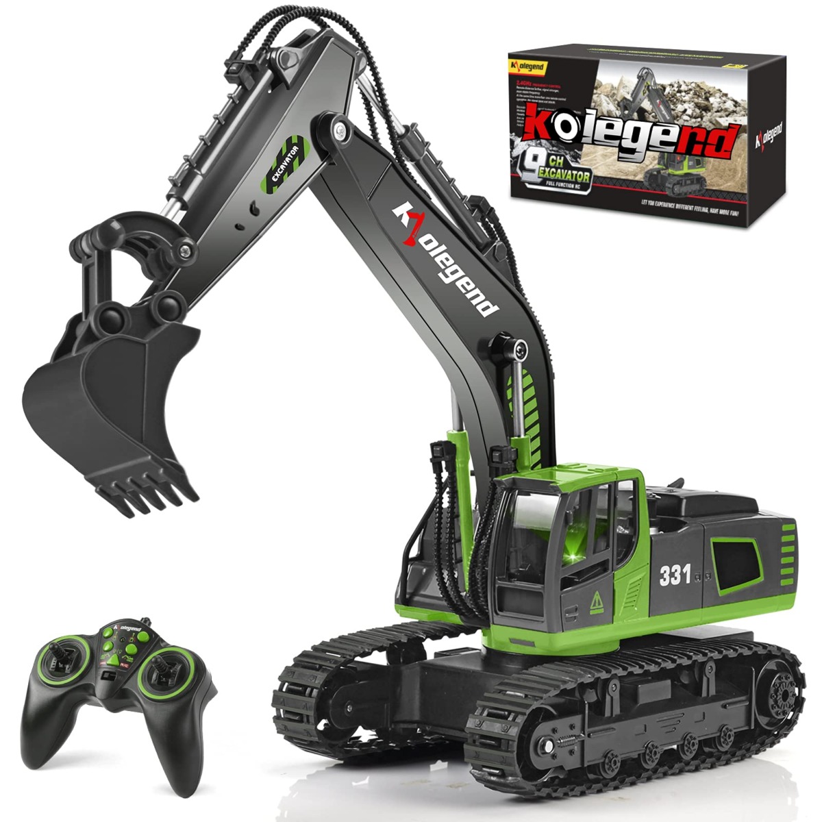kolegend Remote Control Excavator Toy Truck, 1/18 Scale RC Toys Hydraulic Excavator Construction Vehicles for Boys Girls Kids RC Tractor with Lights Rechargeable Battery | The Storepaperoomates Retail Market - Fast Affordable Shopping