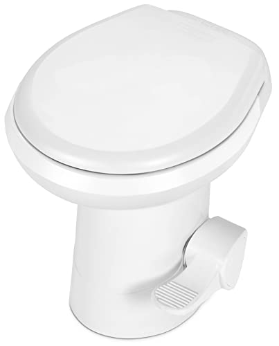YITAHOME RV Toilet with Foot Pedal Flush, High Low Profile Gravity Camper Toilet, for Car Motorhome Caravan Trip Travel, White