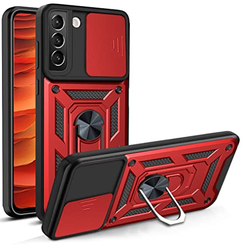 Paton Designed for Galaxy S22 Plus Case, Galaxy S22 Plus 5G Shockproof Case with Slide Camera Cover, Built-in 360° Rotate Ring Stand Magnetic Cover Case for Samsung Galaxy S22 Plus (Red)