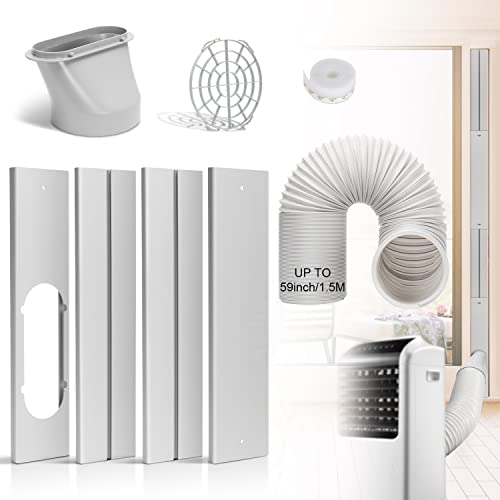 Portable Air Conditioner Window Door Kit with 5.9”Exhaust Hose, Universal Adjustable Window Seal for AC Unit,Sliding AC Vent Kit for Horizontal or Vertical Windows, Window Kit with 1.5M Hose