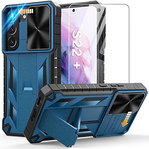 for Samsung Galaxy S22 Plus Case: Military Grade Drop Proof Protective Rugged TPU Matte Shell | Shockproof Durable Protection Tough Cell Phone Cover with Built-in Kickstand (Blue)