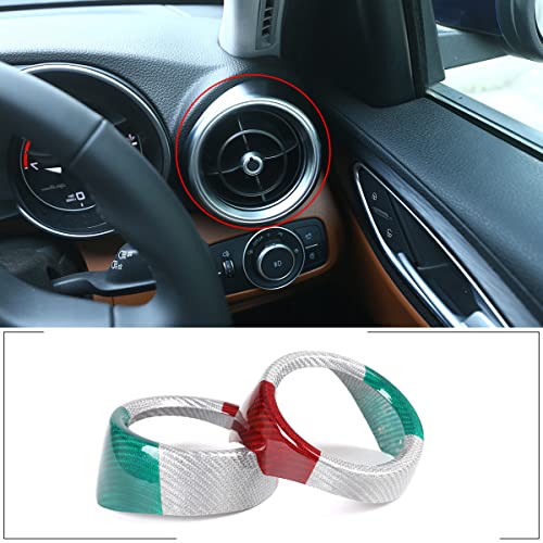 LLKUANG Real Carbon Fiber Car Dashboard 3-Color Style Side air Outlet Decorative Ring for Alfa Romeo Stelvio 2017 2018 2019 2020(Left Hand Drive)