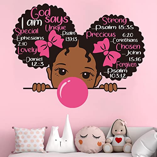 Black Girl Wall Decals for Girls Bedroom, Inspirational Quote Decals African American Wall Sticker Motivational Saying Pink Positive Baby Stickers for Nursery Bedroom Wall Decor (Classic Style)