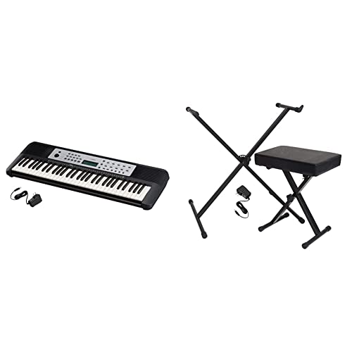 Yamaha YPT270 61-Key Portable Keyboard With Power Adapter (Amazon-Exclusive) & OEM Portable Keyboard Accessory Pack with Stand, Bench and Power Supply